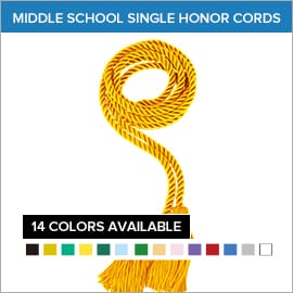 Junior High & Middle School Single Color Graduation Honor Cords