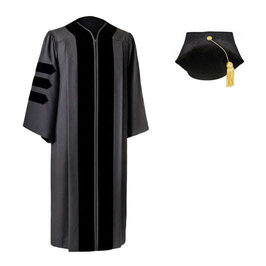 Black Doctoral Gown with Tam