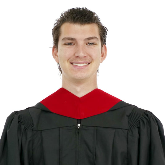 Deluxe Bachelors/Masters Hood - Scarlet Velvet, Red & White