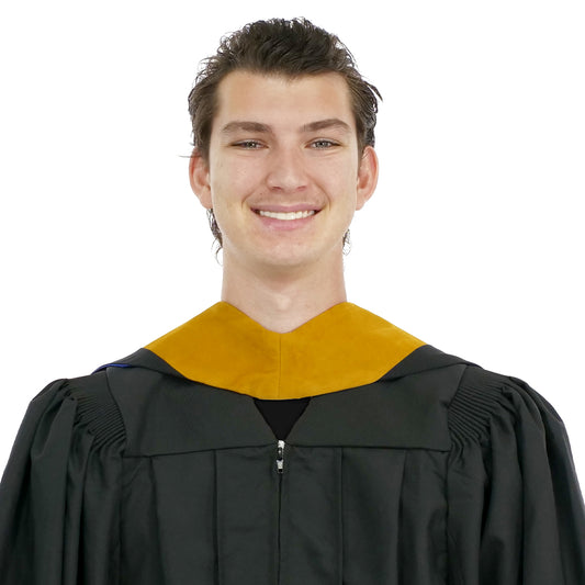 Deluxe Bachelors/Masters Hood - Science Gold Velvet, Red & White