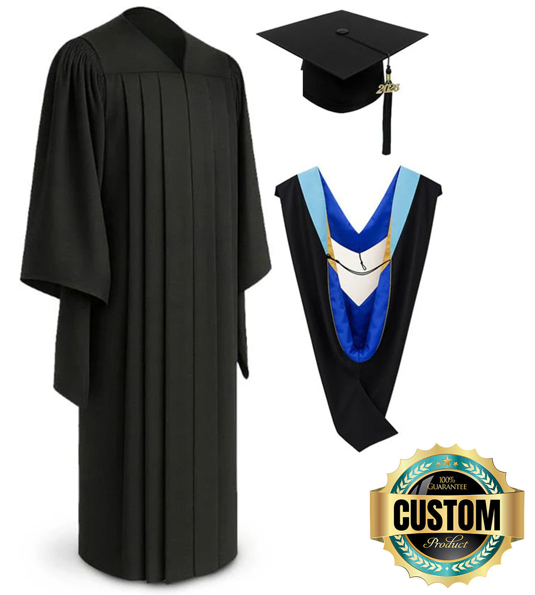 Classic Masters Graduation Cap, Gown, Tassel & Hood Package 42 (4'9" - 4'11")
