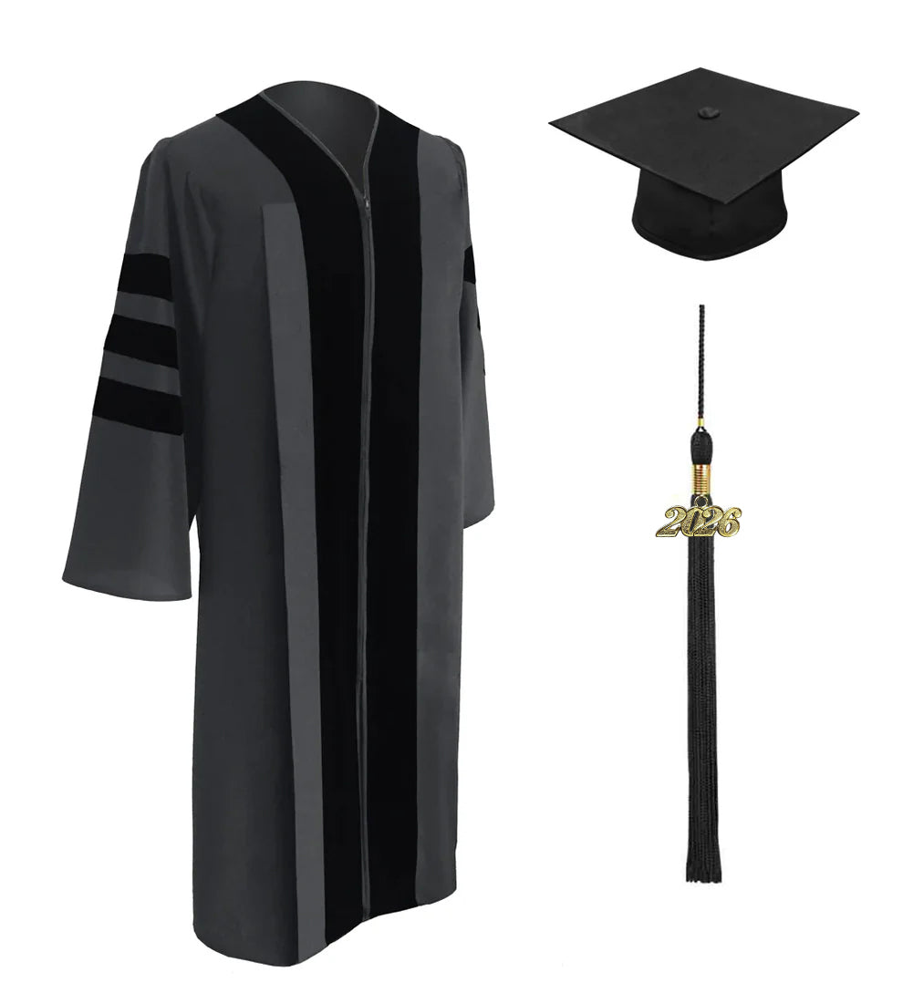 green emerald velvet dress Customized Doctoral Graduation Gown Tam Black-8S & Hood White