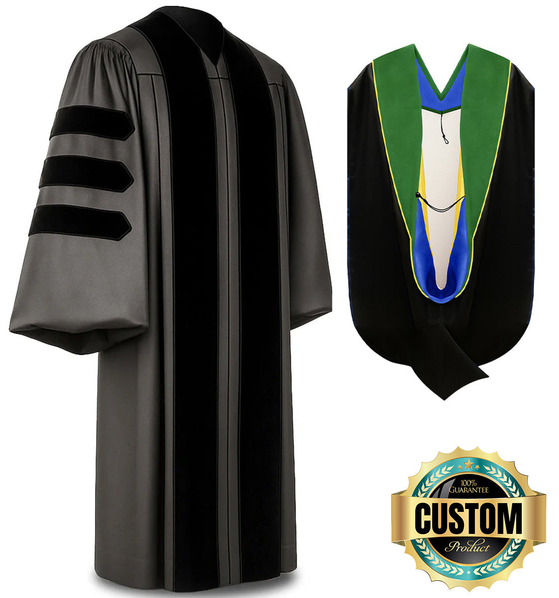 green emerald velvet dress PhinisheD Gown: Premium UVA Doctoral Regalia