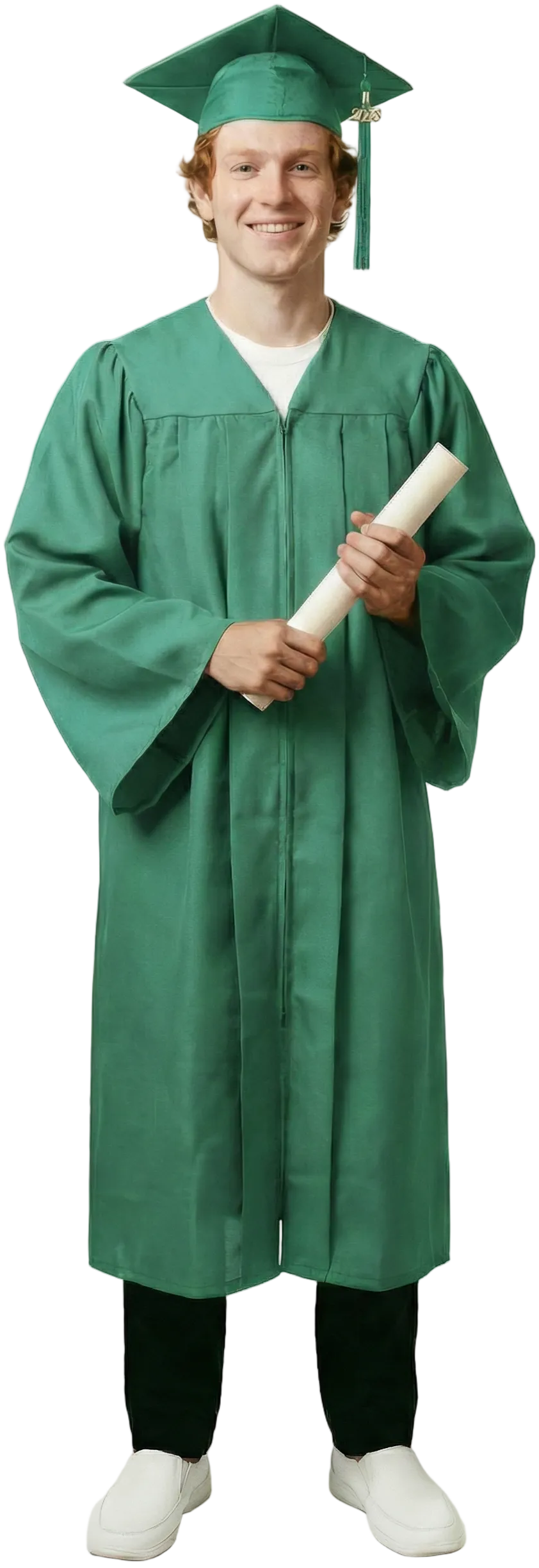 Matte Emerald Green Bachelors Academic Cap & Gown 42 (4'9
