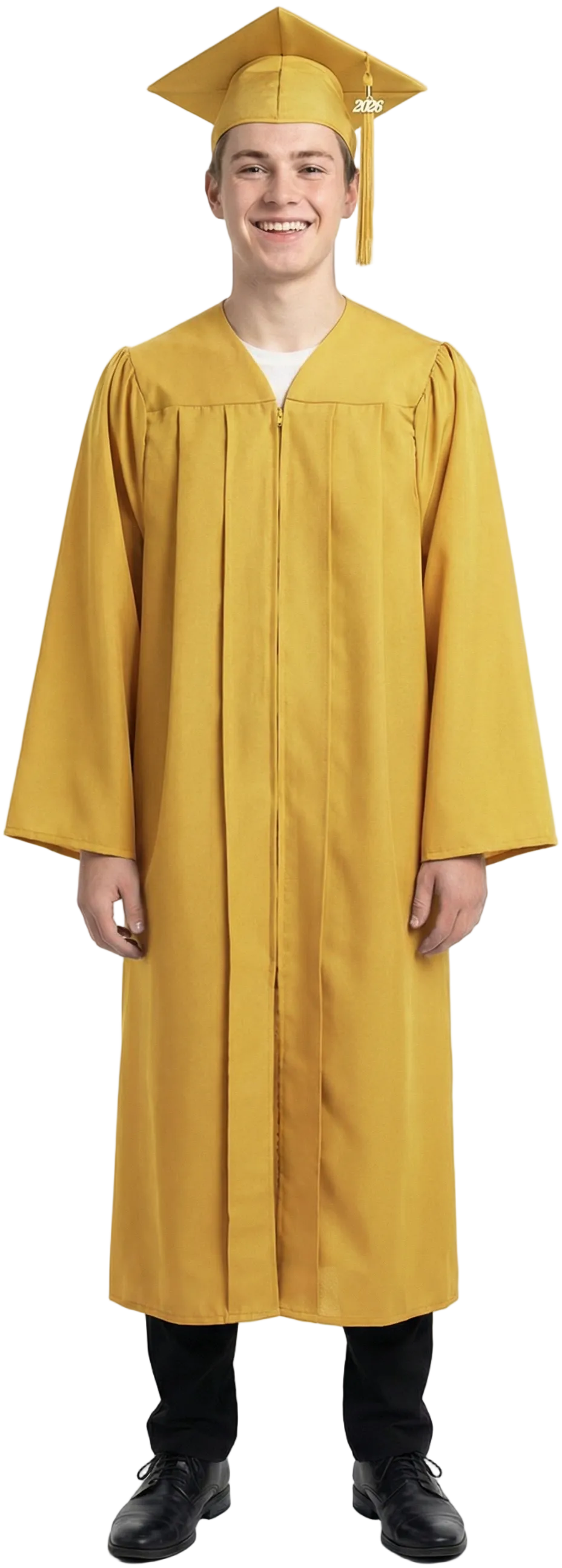 Matte Gold High School Graduation Cap and Gown 66 (6'9