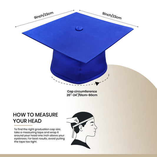 Matte Royal Blue Bachelors Graduation Cap - College & University - Graduation Cap and Gown