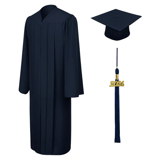Matte Navy Blue Bachelors Academic Cap & Gown