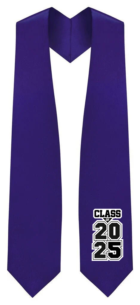 Purple "Class of 2025/2025" Graduation Stole
