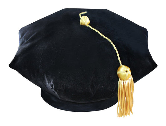 Black Doctorate 8 Sided Tam with gold tassel