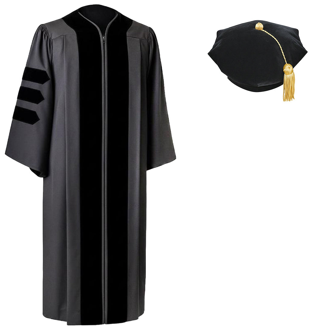 Black Doctoral Gown with Tam