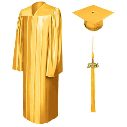 Shiny Antique Gold High School Cap & Gown