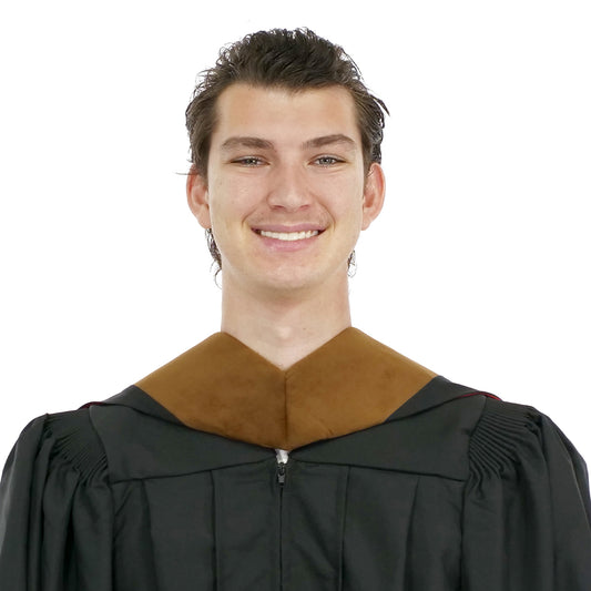 Deluxe Bachelors/Masters Hood - Brown Velvet, Red & White