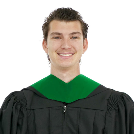 Deluxe Bachelors/Masters Hood - Kelly Green Velvet, Kelly Green & White