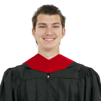 Deluxe Bachelors/Masters Hood - Scarlet Velvet, Red & White