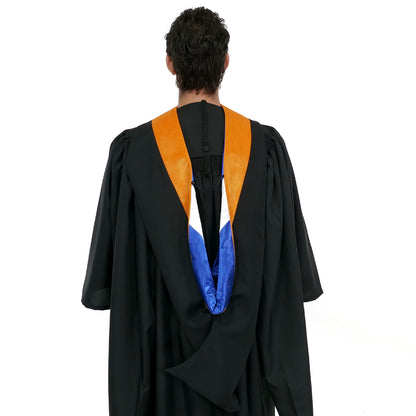 Deluxe Bachelors/Masters Hood - Apricot Velvet, Royal Blue & White