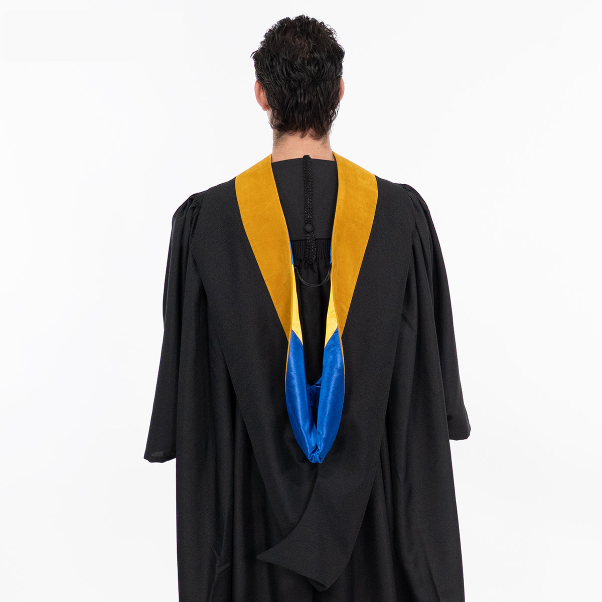 Deluxe Bachelors/Masters Hood - Science Gold Velvet, Royal Blue & Golden Yellow