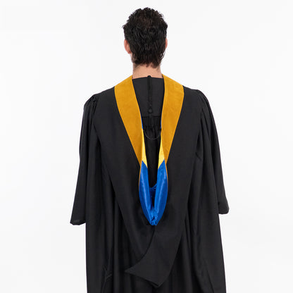 Deluxe Bachelors/Masters Hood - Science Gold Velvet, Royal Blue & Golden Yellow