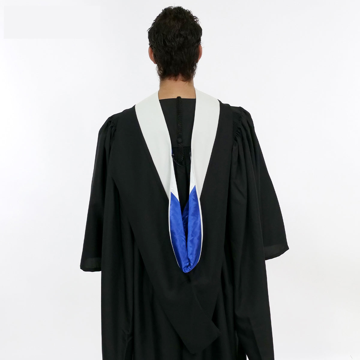 Deluxe Bachelors/Masters Hood - White Velvet, Royal Blue & White