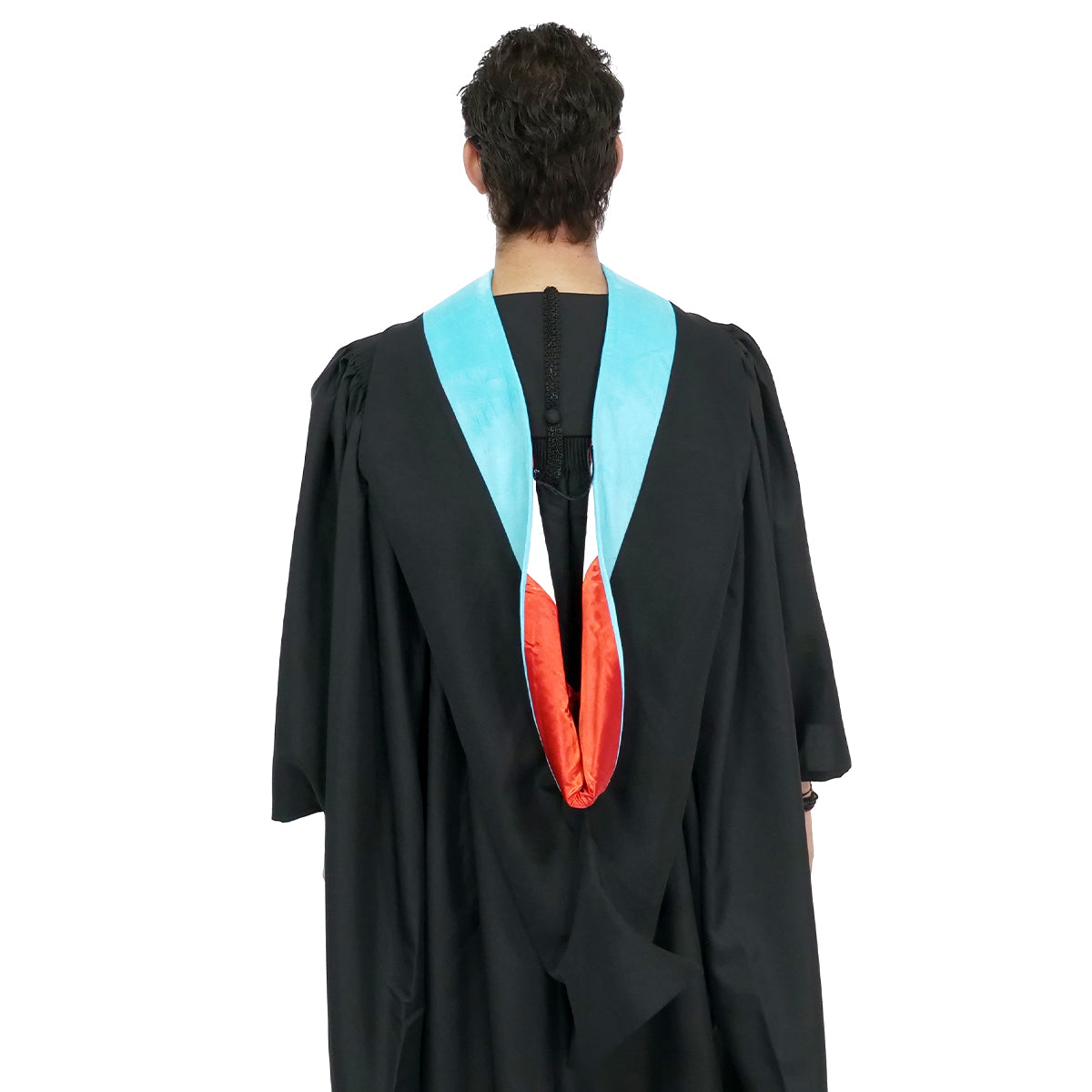 Deluxe Bachelors/Masters Hood - Light Blue Velvet, Red & White