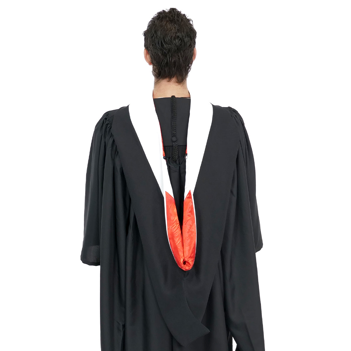 Deluxe Bachelors/Masters Hood - White Velvet, Red & White