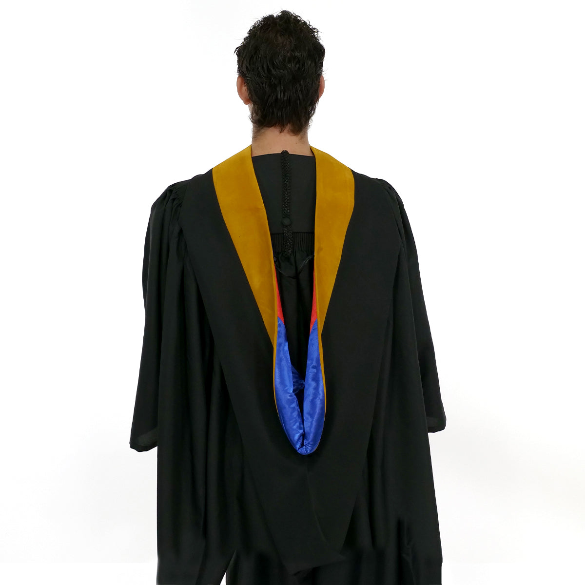 Deluxe Bachelors/Masters Hood - Science Gold Velvet, Royal Blue & Red