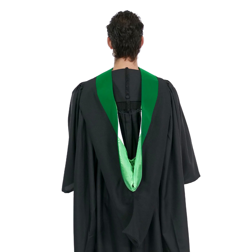 Deluxe Bachelors/Masters Hood - Kelly Green Velvet, Kelly Green & Whit Gradshop Deluxe Bachelors/Masters Hood - Kelly Green Velvet, Kelly Green & Whit Gradshop