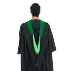 Deluxe Bachelors/Masters Hood - Kelly Green Velvet, Kelly Green & White