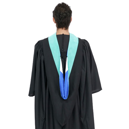 Deluxe Bachelors/Masters Hood - Light Blue Velvet, Royal Blue & White