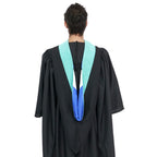 Deluxe Bachelors/Masters Hood - Peacock Blue Velvet, Royal Blue & White