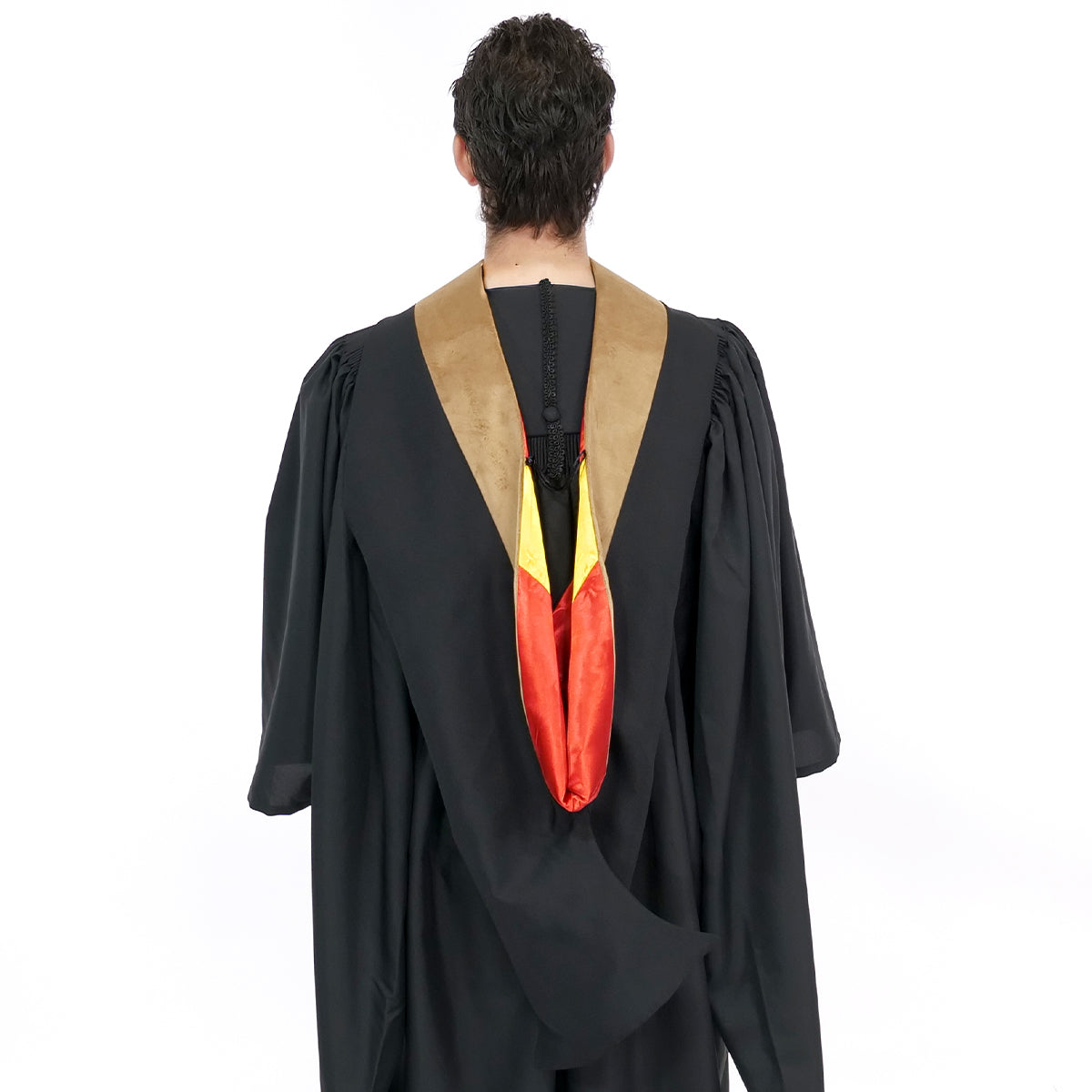 Deluxe Bachelors/Masters Hood - Drab Velvet, Red & Golden Yellow