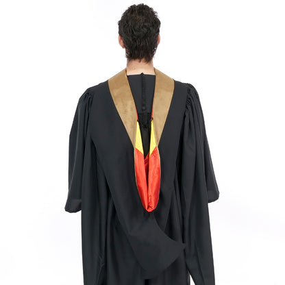 Deluxe Bachelors/Masters Hood - Drab Velvet, Red & Golden Yellow