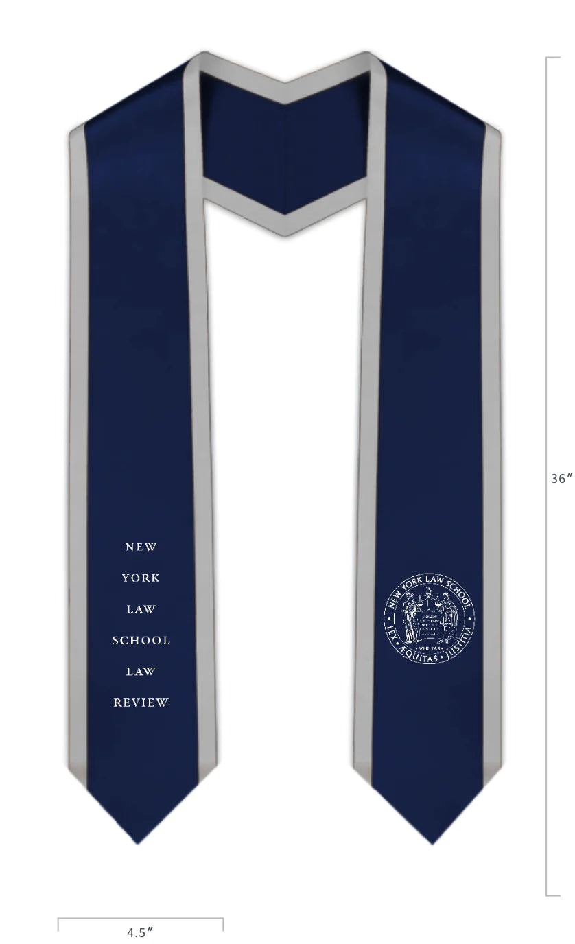 New York Law School - Custom Navy Blue Stole With Silver Trim