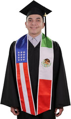 Mixed USA & Mexico Graduation Stole - Mixed USA & Mexico Flag Sash