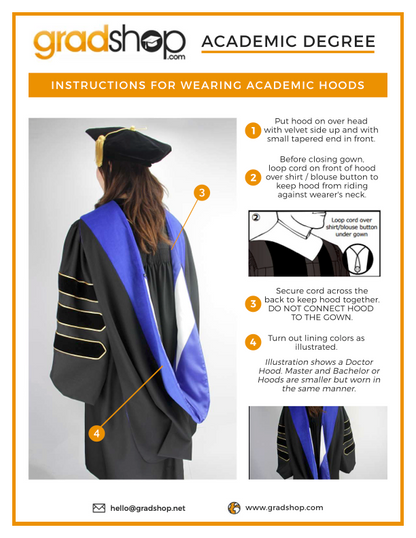 Deluxe Bachelors/Masters Hood - Apricot Velvet, Royal Blue & White