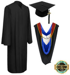 Matte Black Bachelors Cap, Gown & Hood Package