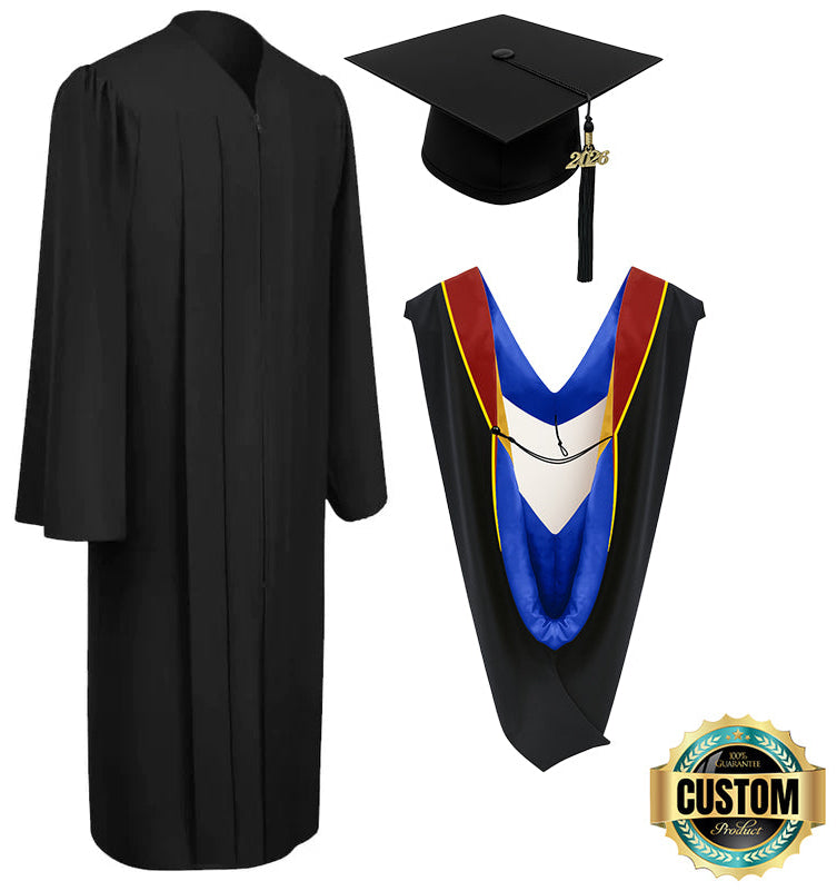 Matte Black Bachelors Cap, Gown & Hood Package