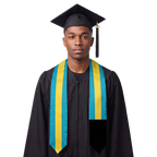 **Bahamas flag graduation stole with Bahamian flag sash design**.
