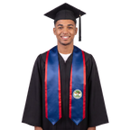 Belize flag graduation stole with Belizean flag sash design