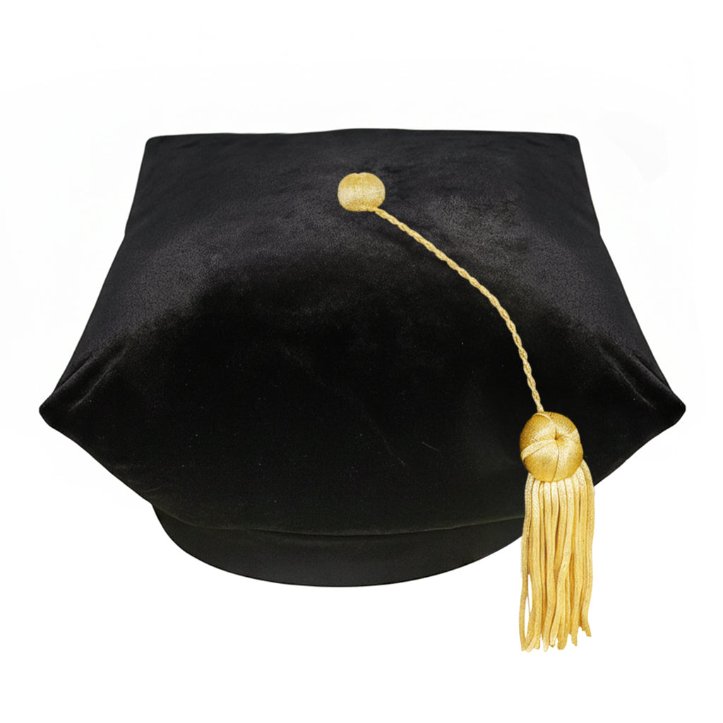 Black Doctorate 8 sided tam with a gold tassel 