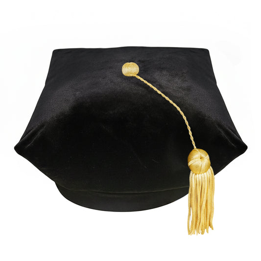 Black Doctorate 8 sided tam with a gold tassel 