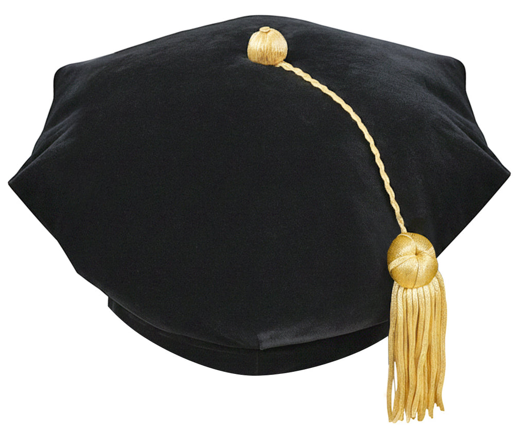 Black Doctorate 6 sided tam with gold tassel
