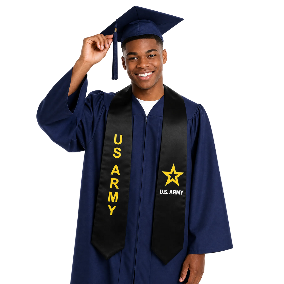 Black U.S. Army graduation stole with updated logo