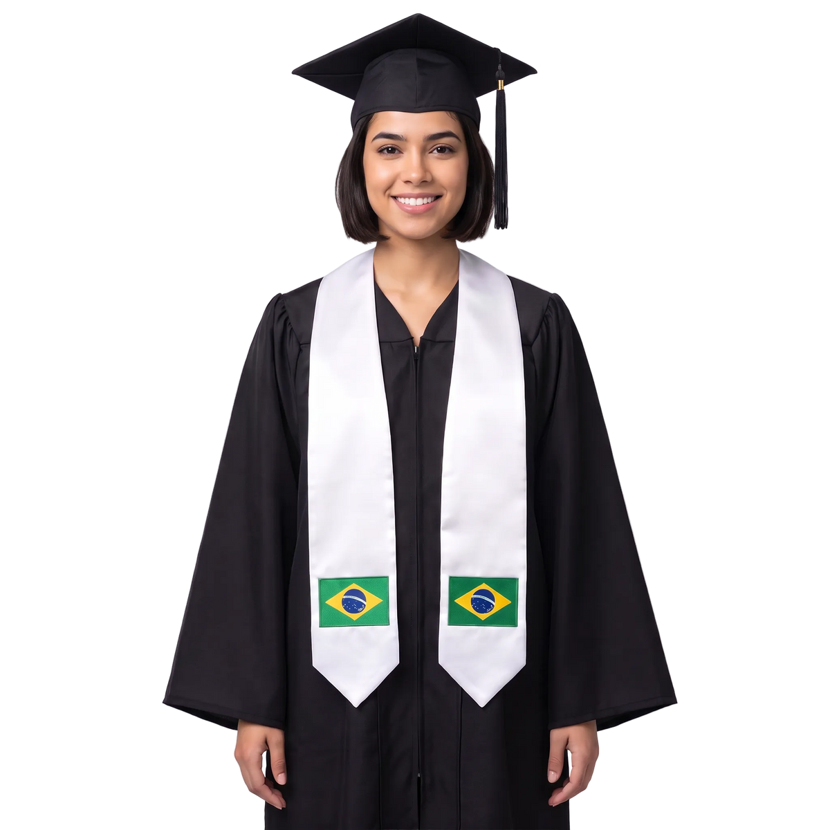 **Brazil flag graduation stole with Brazilian flag patch sash design**