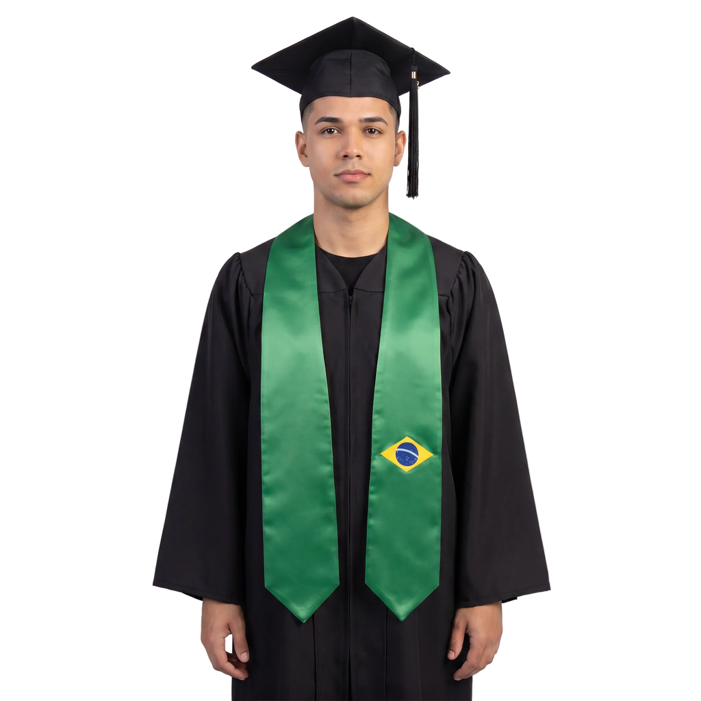 **Brazil flag graduation stole with Brazilian flag sash design**