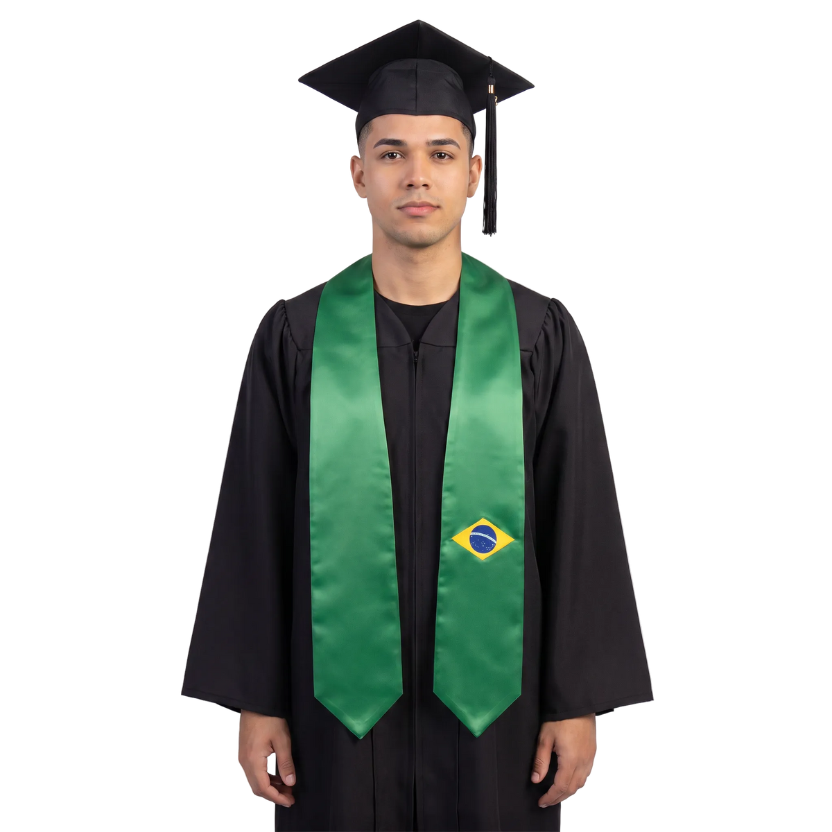 **Brazil flag graduation stole with Brazilian flag sash design**