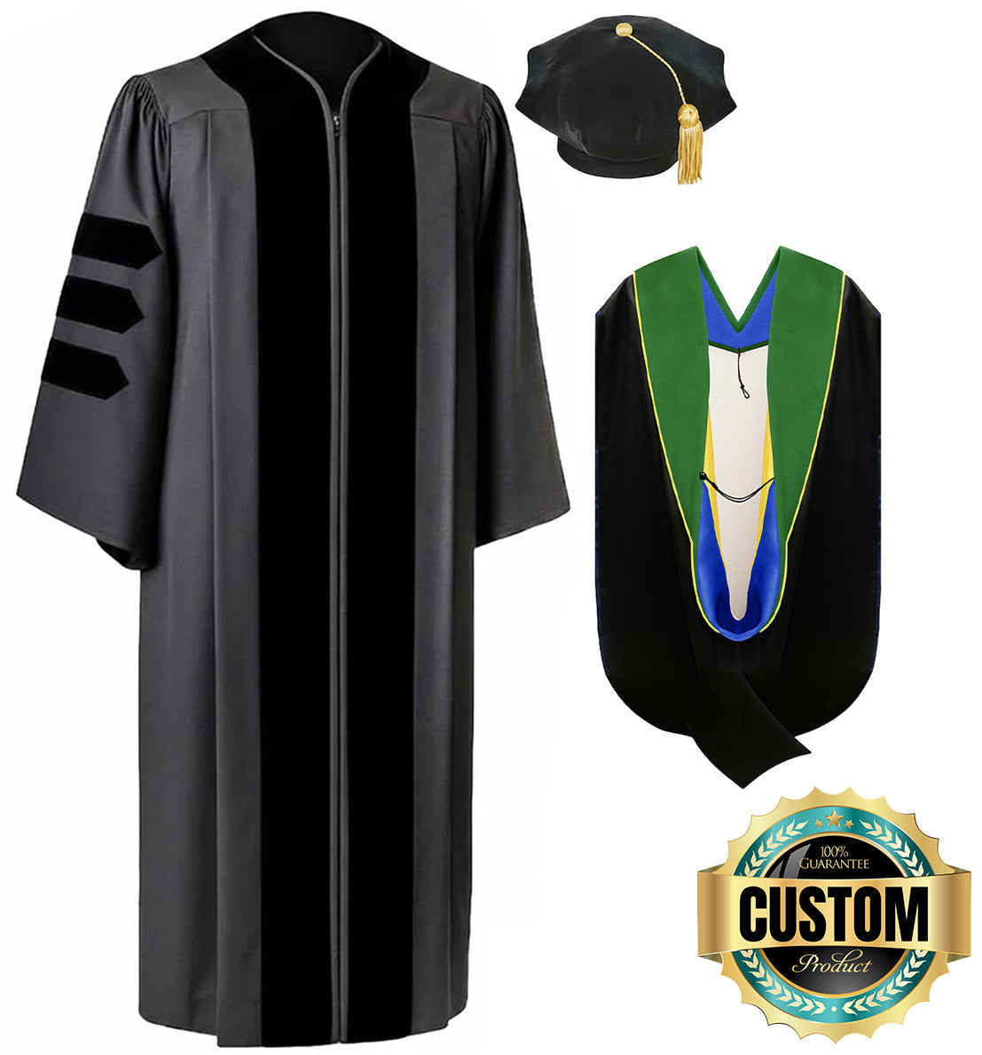 Orange Doctoral Gown And Tam Deluxe Graduation Set | Phd Graduate