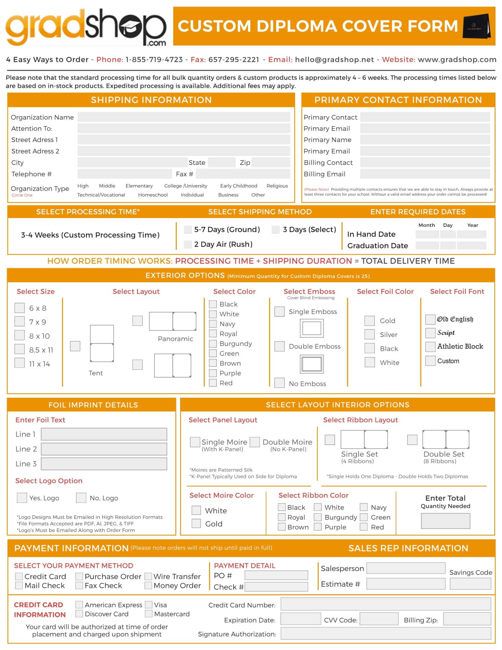 Custom Diploma Cover Form