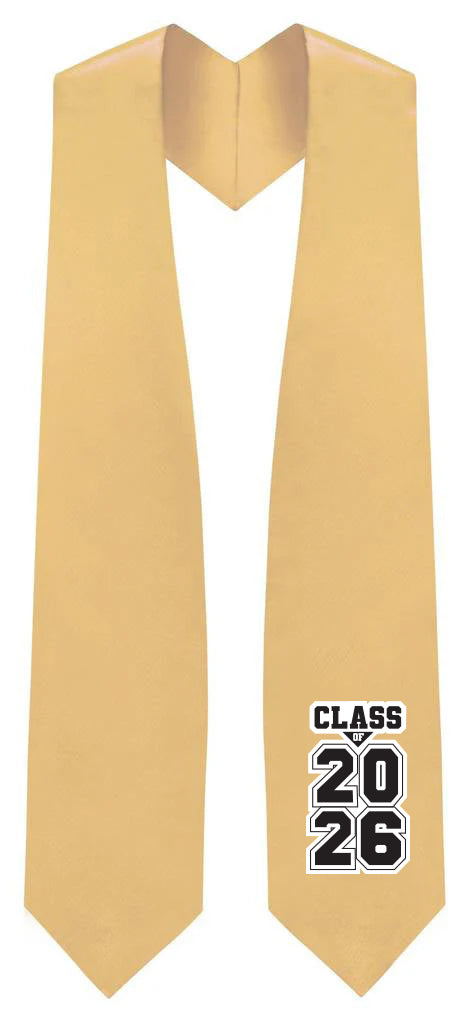 Antique Gold "Class of 2025/2026"  Graduation Stole
