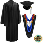 Deluxe Black Bachelors Cap, Gown & Hood Package