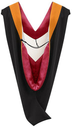 Deluxe Bachelors/Masters Hood - Apricot Velvet, Red & White